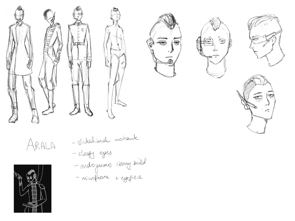 Concept art showing the character 'Arala', by Grace.